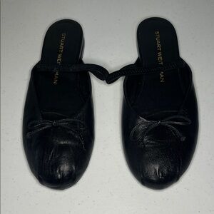 Stuart Weitzman Black Leather Mules